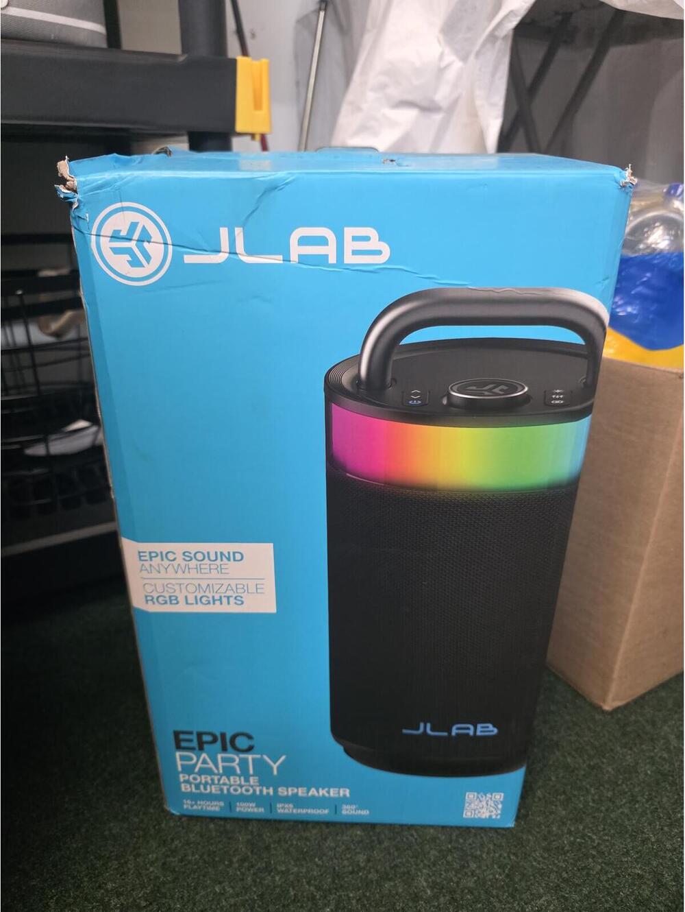 JLab Epic Party Portable Bluetooth Speaker with RGB Lights